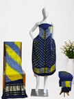 Multi-Color Shibori Modal Silk Unstitched Suit with Bandhani Border & Zari Dupatta