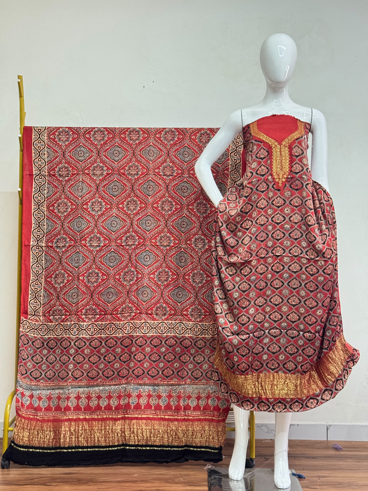Premium Modal Silk Nakshi Zari Top & Dupatta 2-Piece Set 05 - The Ajrakh Studio