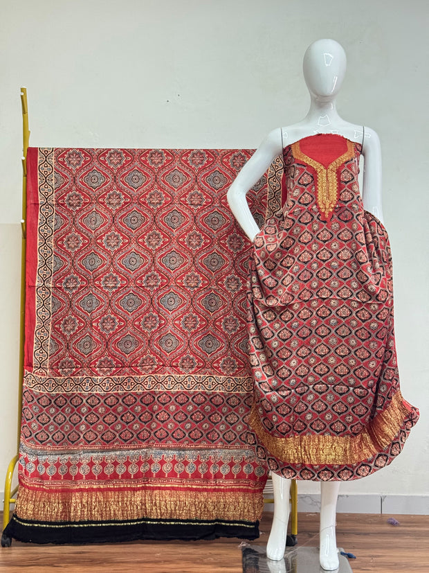 Premium Modal Silk Nakshi Zari Top & Dupatta 2-Piece Set 05 - The Ajrakh Studio