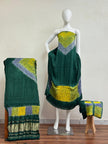 Modal Silk Multi Shibori Neck Daman Patta Zari Pallu Suit 01 - The Ajrakh Studio