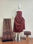 Pure Cotton Ajrakh Screen Print Natural Dye 3-Piece Suit 18 - The Ajrakh Studio