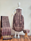 Ajrakh Hand Block Print Natural Dye Pure Modal Silk 3 Piece Suit with Zari Pallu Dupatta