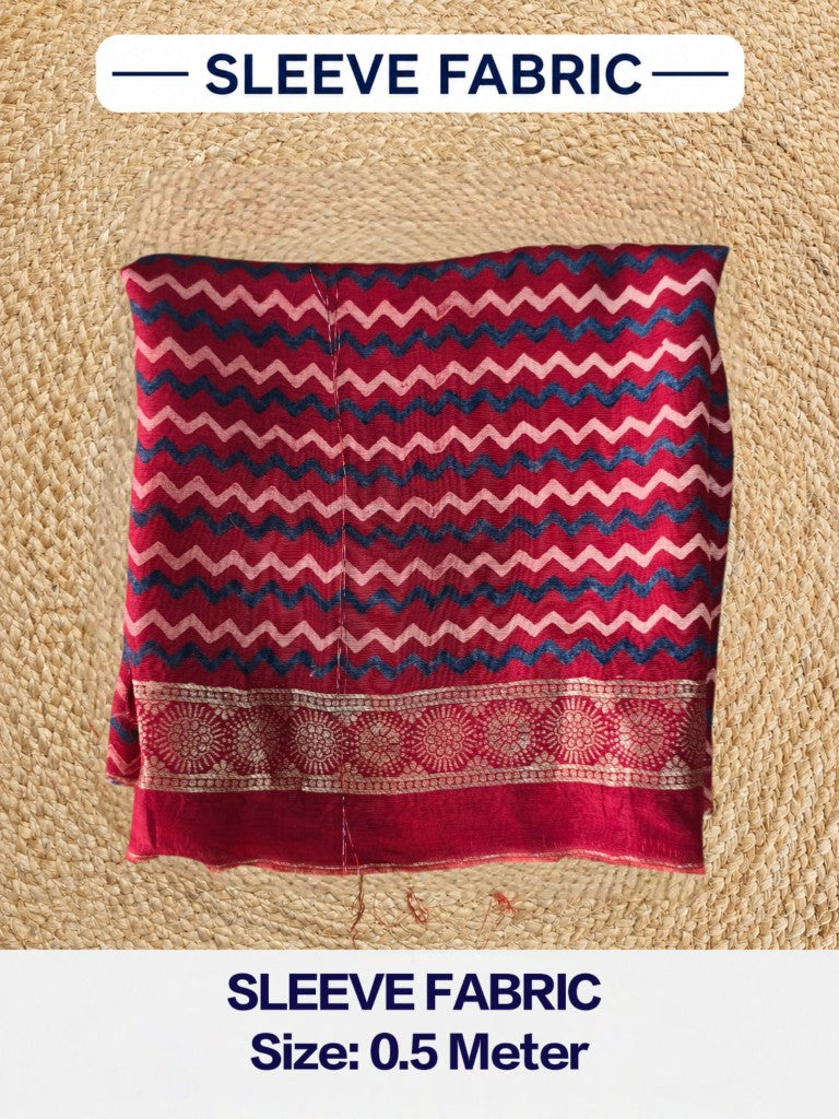 Premium Dola Silk Ajrakh Hand Block Print Natural Dye 2-Piece Suit with Zari Border Dupatta