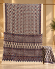 Elegant Modal Silk Ajrakh Hand Block Print Natural Dye Saree - The Ajrakh Studio