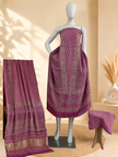Premium Ajrakh Hand Block Print Modal Silk 3-Piece Suit Set with Zari Pallu Dupatta
