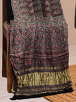 Ajrakh Hand Block Print Natural Dye Pure Modal Silk 3 Piece Suit with Zari Pallu Dupatta