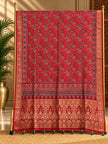 Dola Silk Ajrakh Hand Block Print Natural Dye Dupatta - The Ajrakh Studio