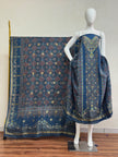 Meena Kari Dola Silk Ajrakh Hand Block Print 2-Piece Suit 02 - The Ajrakh Studio