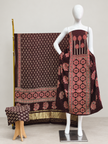 Havi Modal Silk Ajrakh Neptol Dye & Discharge Print Panel Design 3-Piece Suit - The Ajrakh Studio