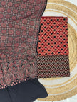 Pure Cotton Ajrakh Screen Print Natural Dye 3-Piece Suit 14 - The Ajrakh Studio