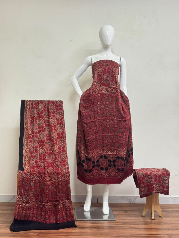 Havi Pure Modal Silk Ajrakh Natural Dye 3-Piece Suit 20 - The Ajrakh Studio