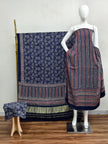 Havi Modal Silk Ajrakh Neptol Dye & Discharge Print Panel Design 3-Piece Suit - The Ajrakh Studio