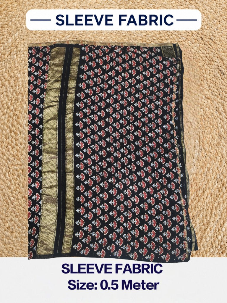 Premium Dola Silk Ajrakh Hand Block Print Natural Dye 2-Piece Suit with Zari Border Dupatta