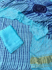 Cyan & blue Modal Silk Tie & Dye Bandhani Dupatta 3 Piece Suits