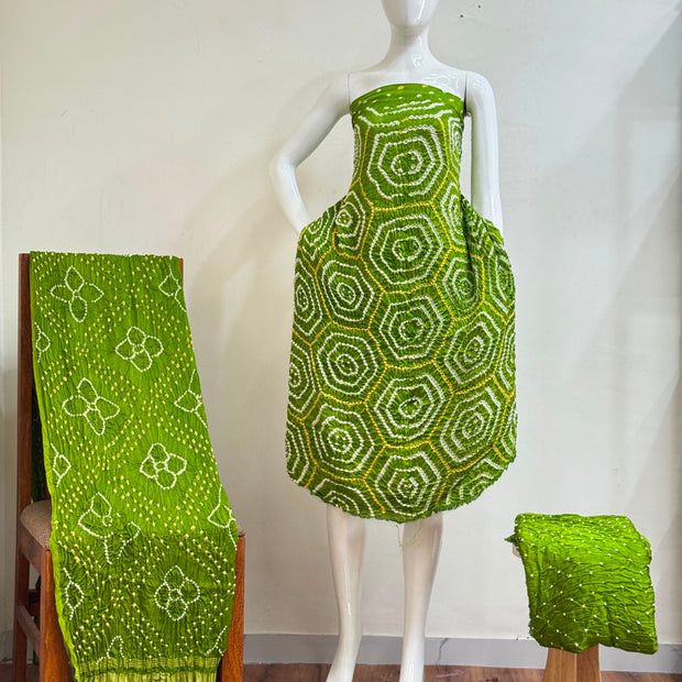 Premium Modal Silk Bandhani 3 Piece Dress Material