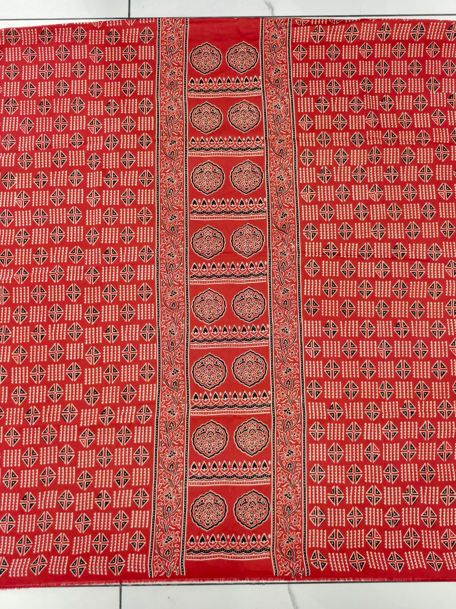 Premium Ajrakh Hand Block Print Modal Silk 3-Piece Suit Set with Zari Pallu Dupatta