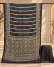Elegant Modal Silk Ajrakh Hand Block Print Natural Dye Saree - The Ajrakh Studio