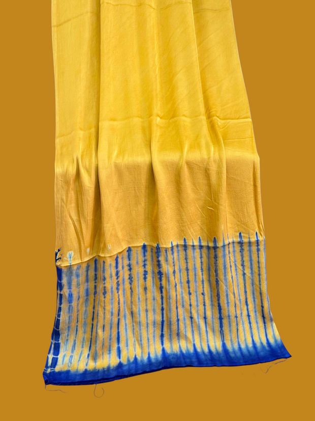 Pure Modal Silk Handcrafted Tie-Dye Suit Set with Plain Bottom