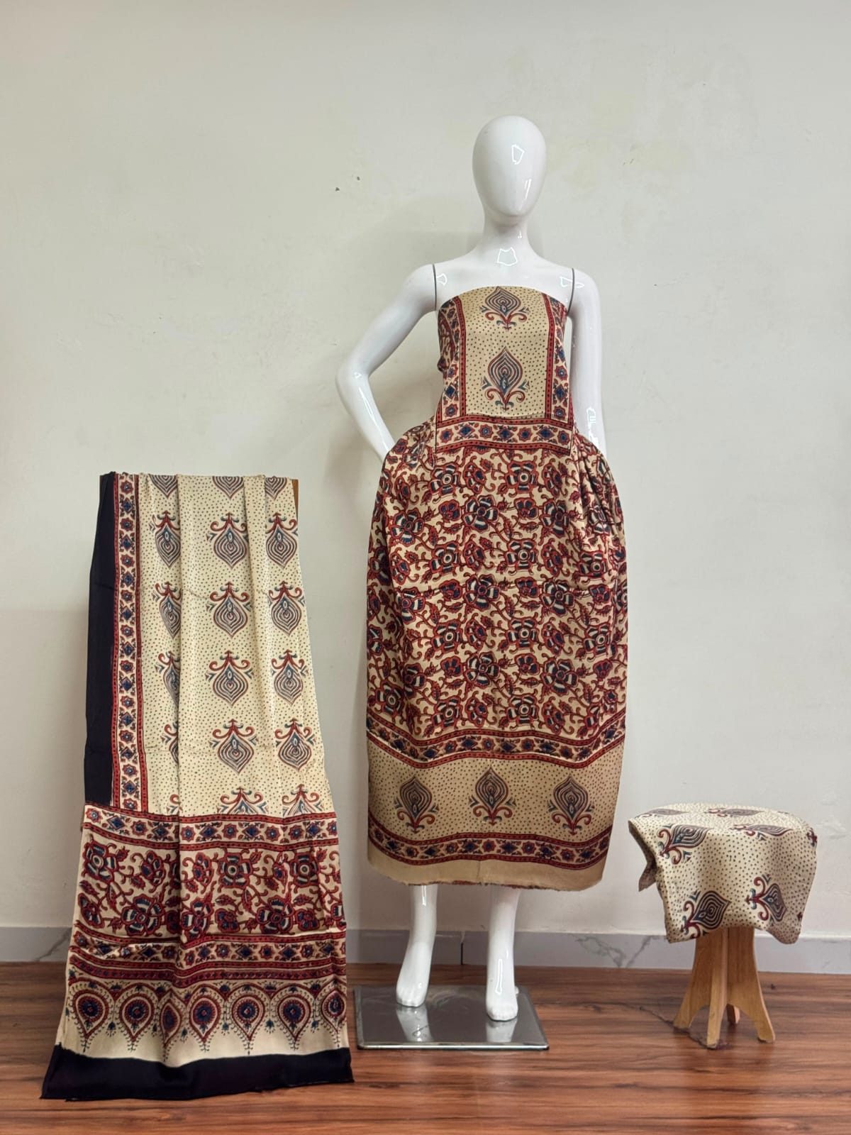 Havi Pure Modal Silk Ajrakh Natural Dye 3-Piece Suit 21 - The Ajrakh Studio