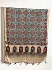 Ajrakh Modal Silk Natural Dye Dupatta with Tassels 12 - The Ajrakh Studio