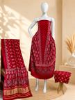 Premium Ajrakh Hand Block Print Modal Silk 3-Piece Suit Set with Zari Pallu Dupatta