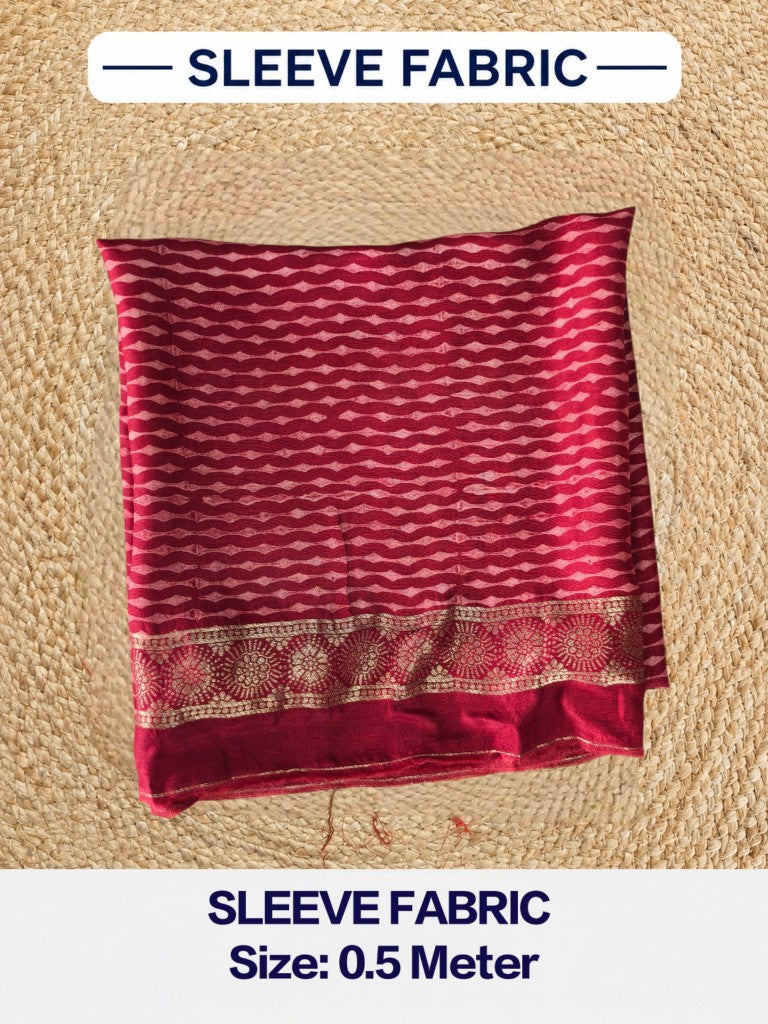 Premium Dola Silk Ajrakh Hand Block Print Natural Dye 2-Piece Suit with Zari Border Dupatta
