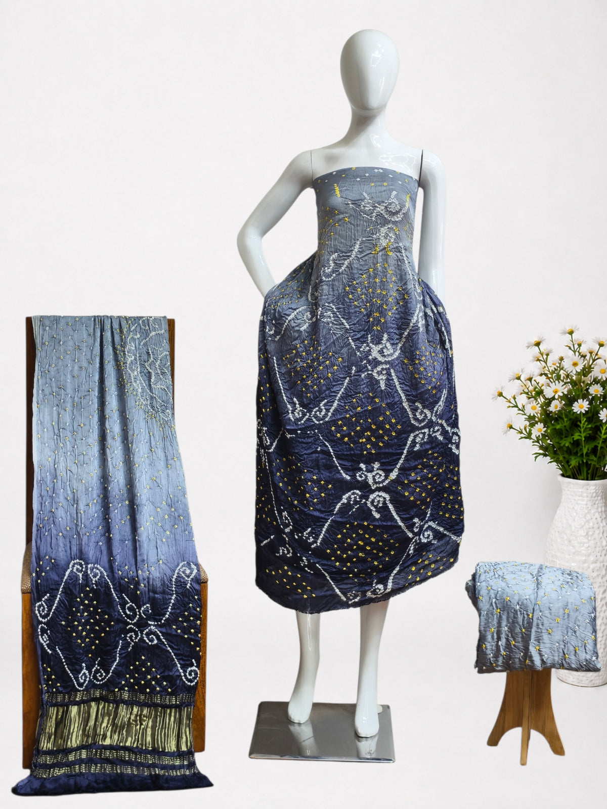 Premium Modal Silk Bandhani 3 Piece Dress Material