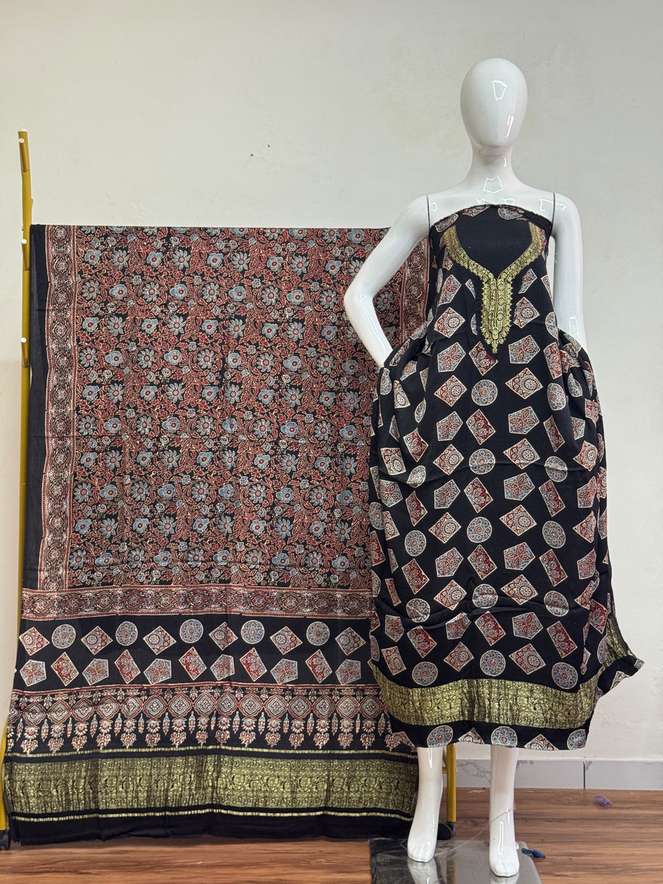Premium Modal Silk Nakshi Zari Top & Dupatta 2-Piece Set 07 - The Ajrakh Studio