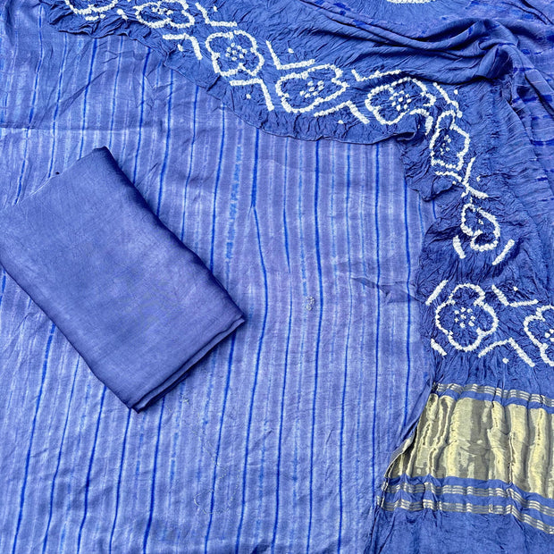 Sky blue & blue Modal Silk Tie & Dye Bandhani Dupatta 3 Piece Suits
