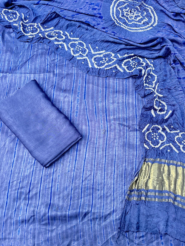Sky blue & blue Modal Silk Tie & Dye Bandhani Dupatta 3 Piece Suits