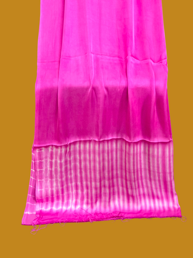 Pure Modal Silk Handcrafted Tie-Dye Suit Set with Plain Bottom