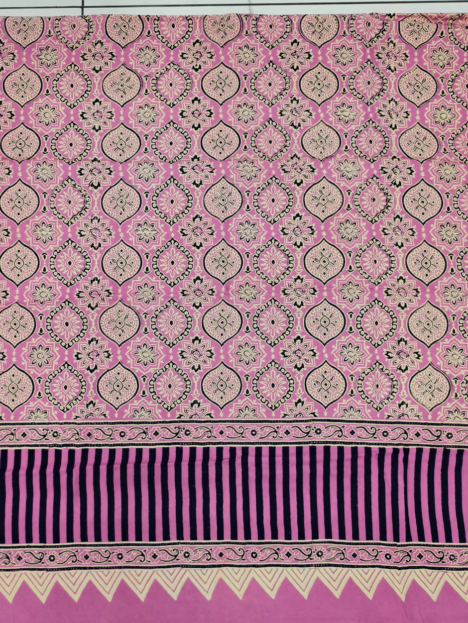 Premium Ajrakh Hand Block Print Modal Silk 3-Piece Suit Set with Zari Pallu Dupatta