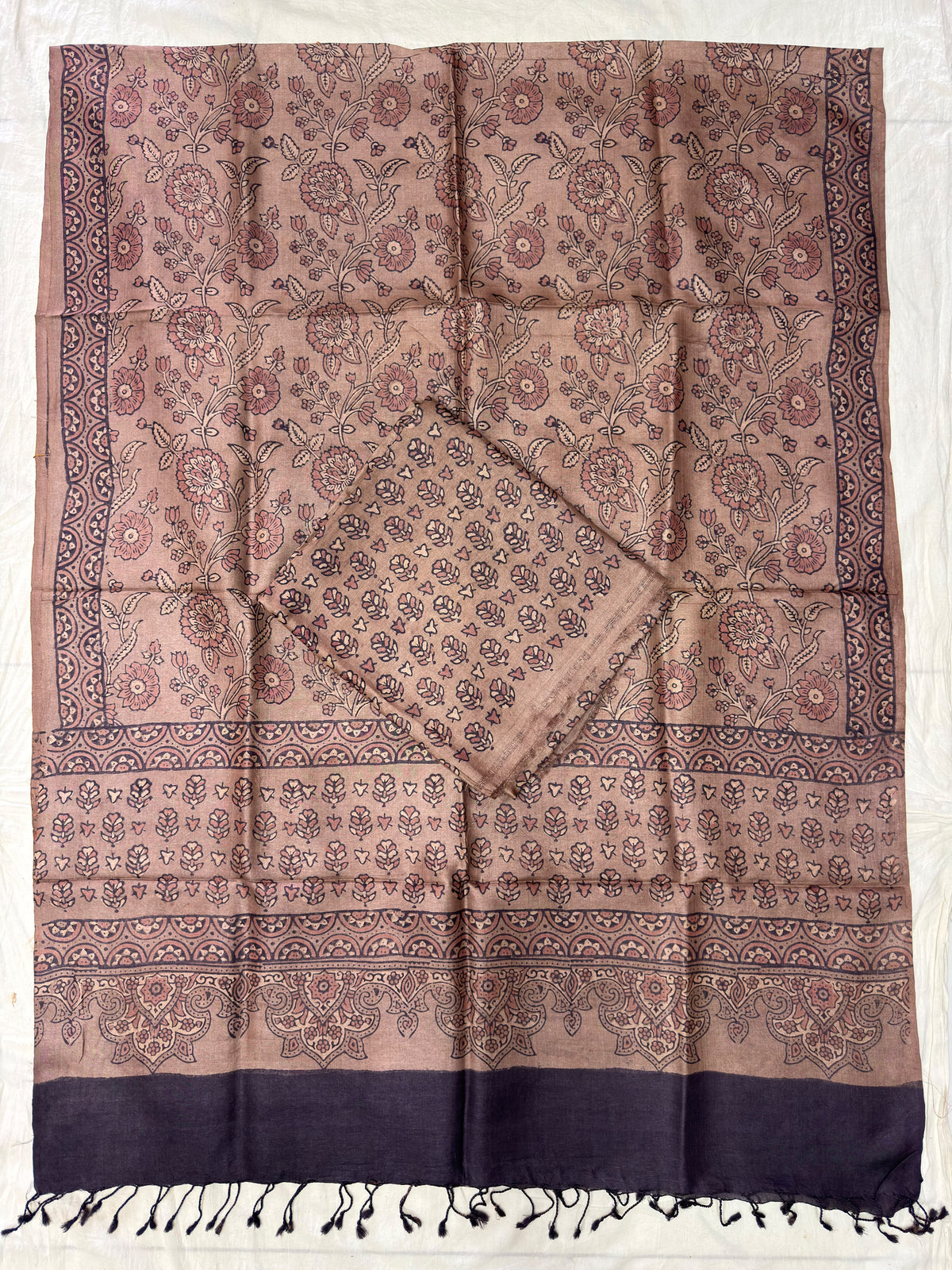 Handloom Pure Tussar Silk Ajrakh Natural Dye 2-Piece Suit Set – Exclusive Collection