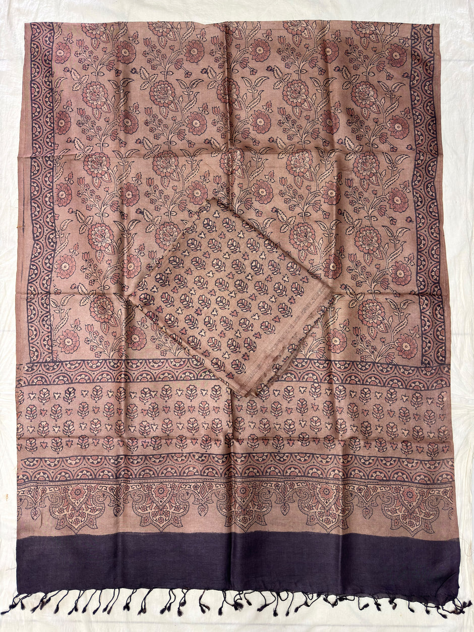 Handloom Pure Tussar Silk Ajrakh Natural Dye 2-Piece Suit Set – Exclusive Collection