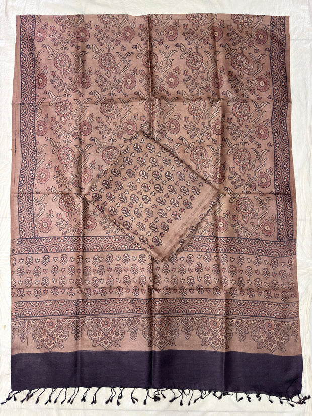 Handloom Pure Tussar Silk Ajrakh Natural Dye 2-Piece Suit Set – Exclusive Collection