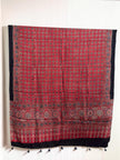 Ajrakh Modal Silk Natural Dye Dupatta with Tassels 27 - The Ajrakh Studio