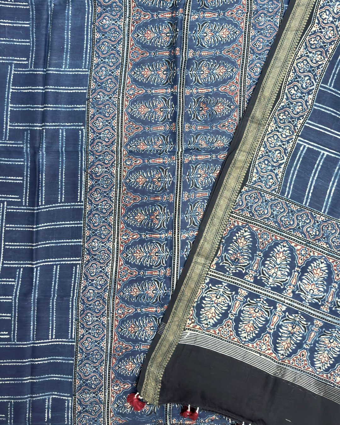 TAS Auto Crop Lower - Premium Ajrakh Chanderi 2-Piece Suit Set 146