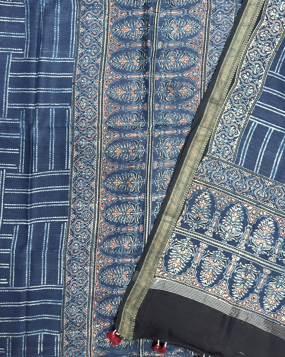 TAS Auto Crop Lower - Premium Ajrakh Chanderi 2-Piece Suit Set 146