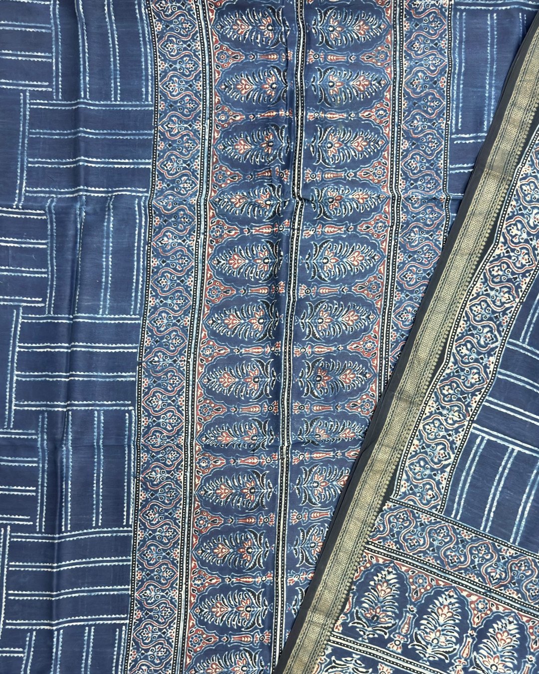 TAS Auto Crop Upper - Premium Ajrakh Chanderi 2-Piece Suit Set 146