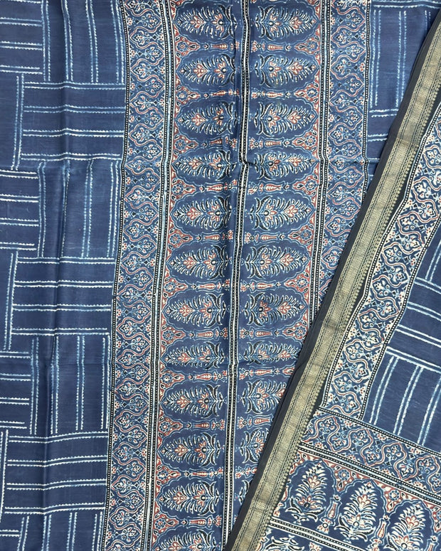 TAS Auto Crop Upper - Premium Ajrakh Chanderi 2-Piece Suit Set 146