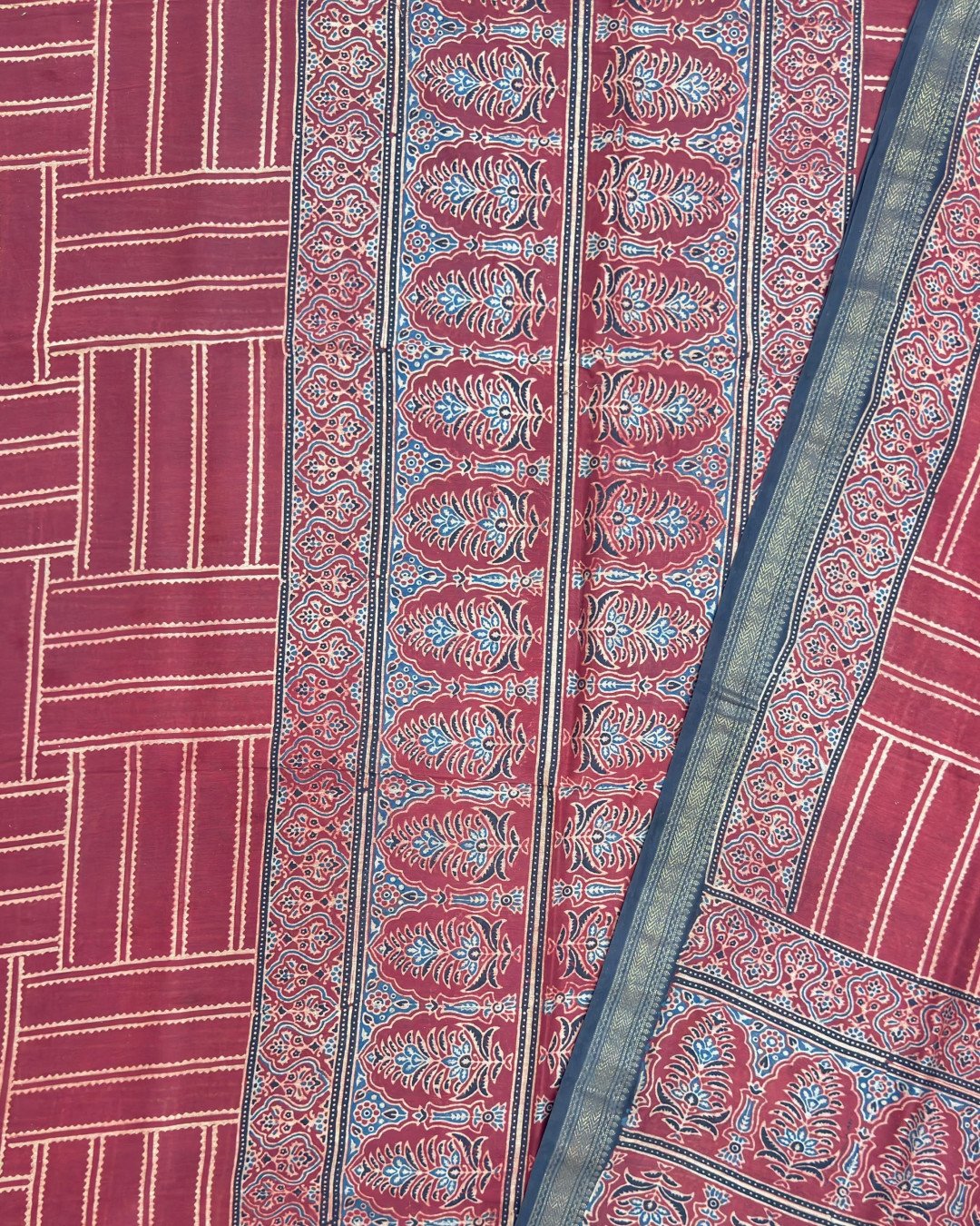TAS Auto Crop Upper - Premium Ajrakh Chanderi 2-Piece Suit Set 147