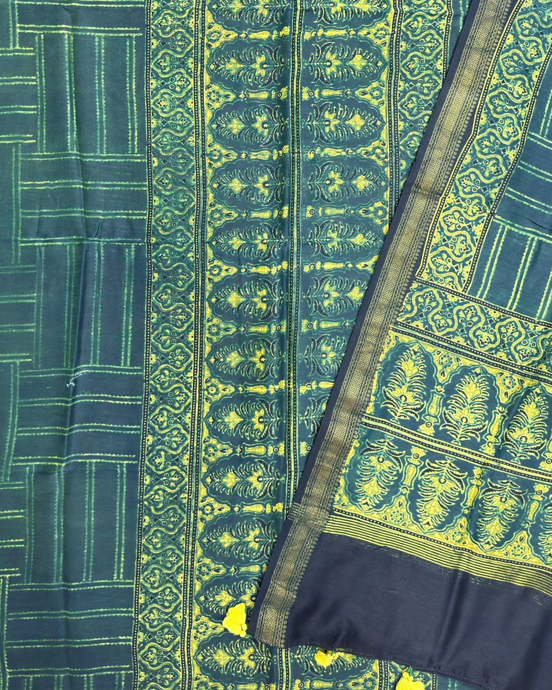 TAS Auto Crop Lower - Premium Ajrakh Chanderi 2-Piece Suit Set 148