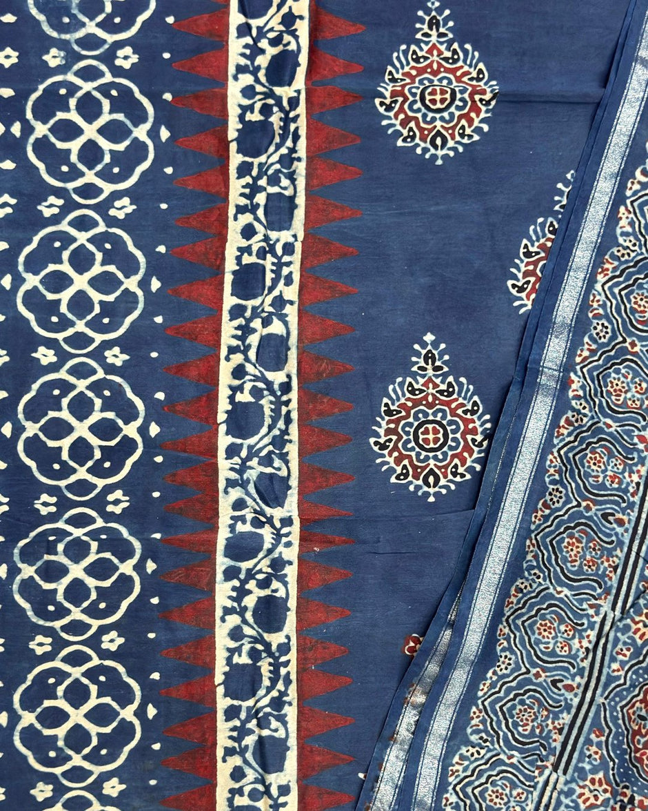 TAS Auto Crop Upper - Premium Ajrakh Chanderi 2-Piece Suit Set 152