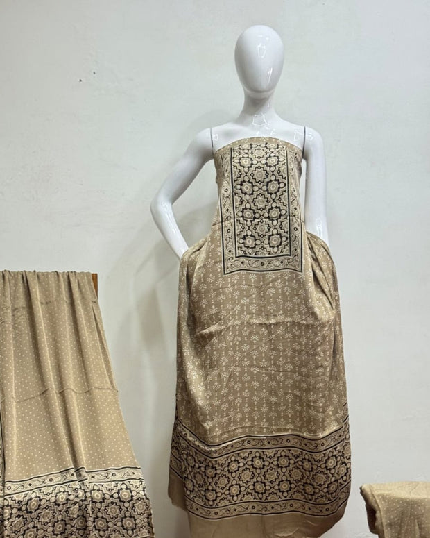 TAS Auto Crop Upper - Havi Modal Silk Ajrakh Neptol Dye Discharge Print Panel Suit 06