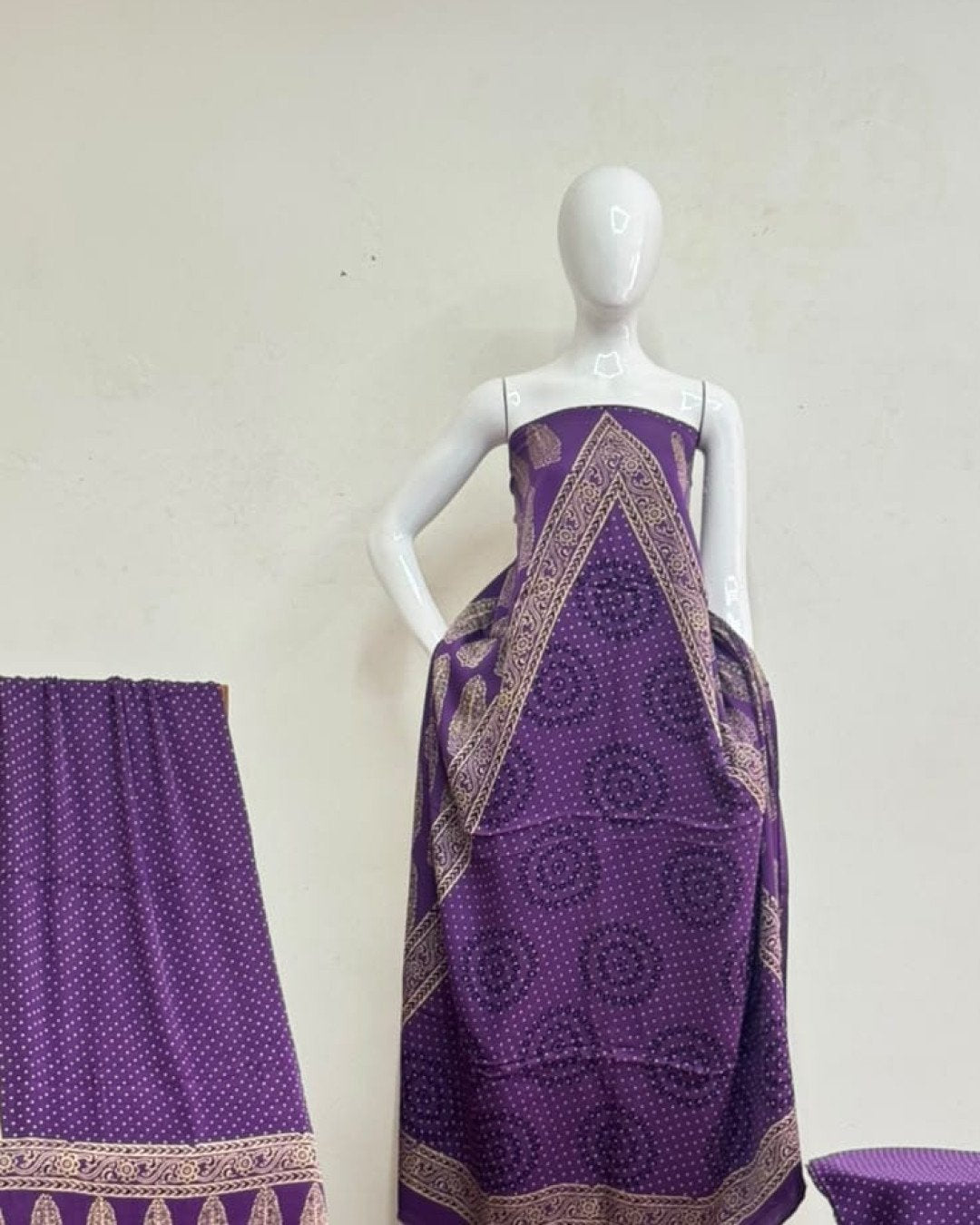 TAS Auto Crop Upper - Havi Modal Silk Ajrakh Neptol Dye Discharge Print Panel Suit 13