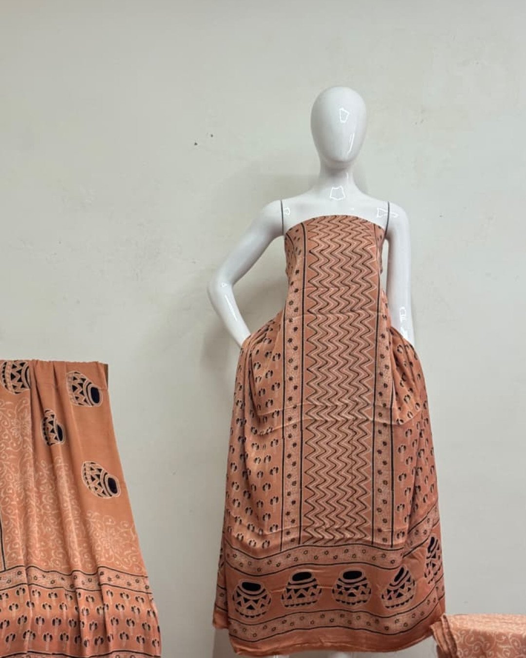 TAS Auto Crop Upper - Havi Modal Silk Ajrakh Neptol Dye Discharge Print Panel Suit 14