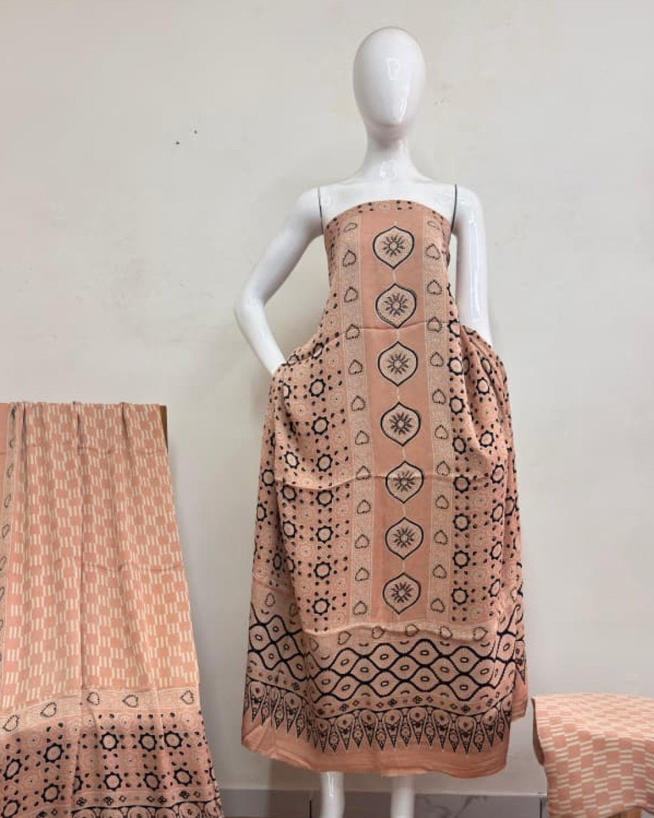 TAS Auto Crop Upper - Havi Modal Silk Ajrakh Neptol Dye Discharge Print Panel Suit 18
