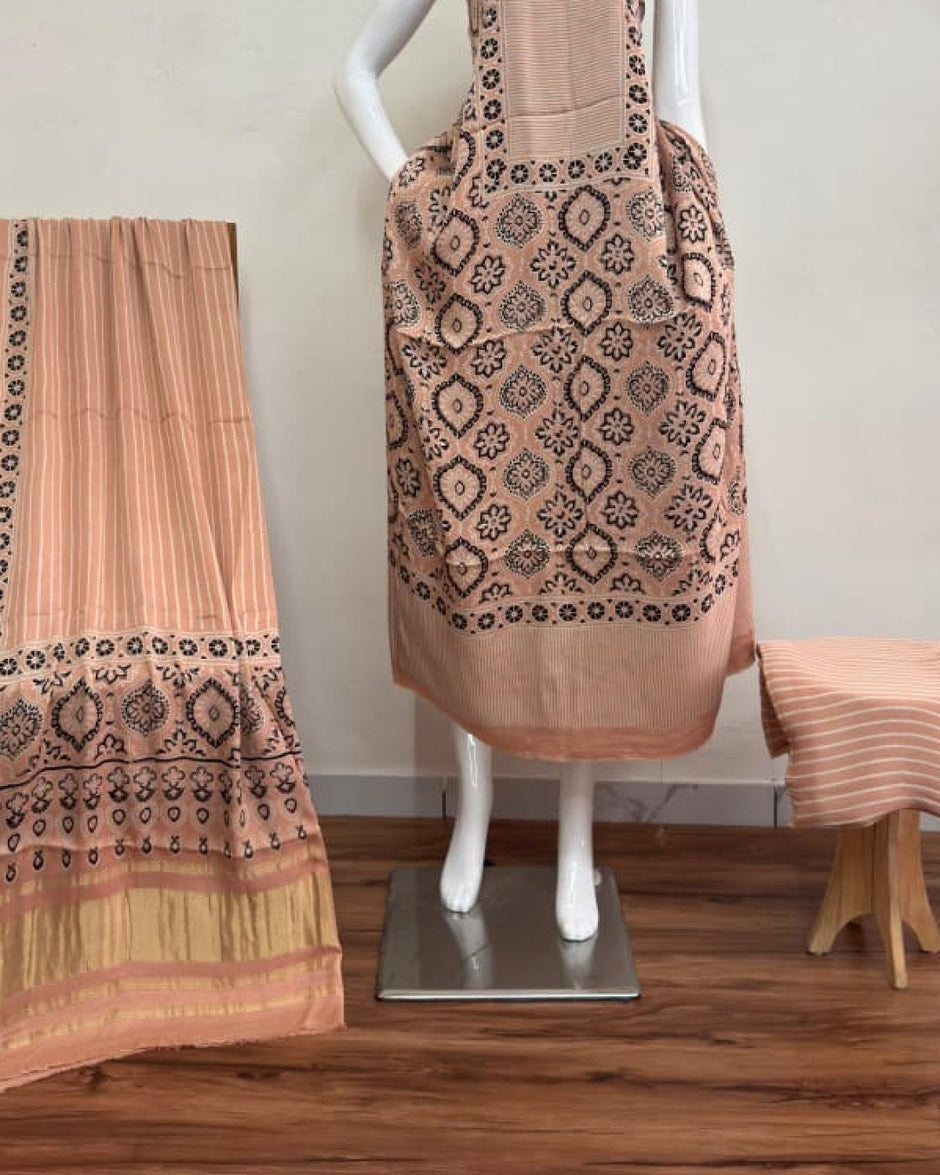 TAS Auto Crop Lower - Havi Modal Silk Ajrakh Neptol Dye Discharge Print Panel Suit 19