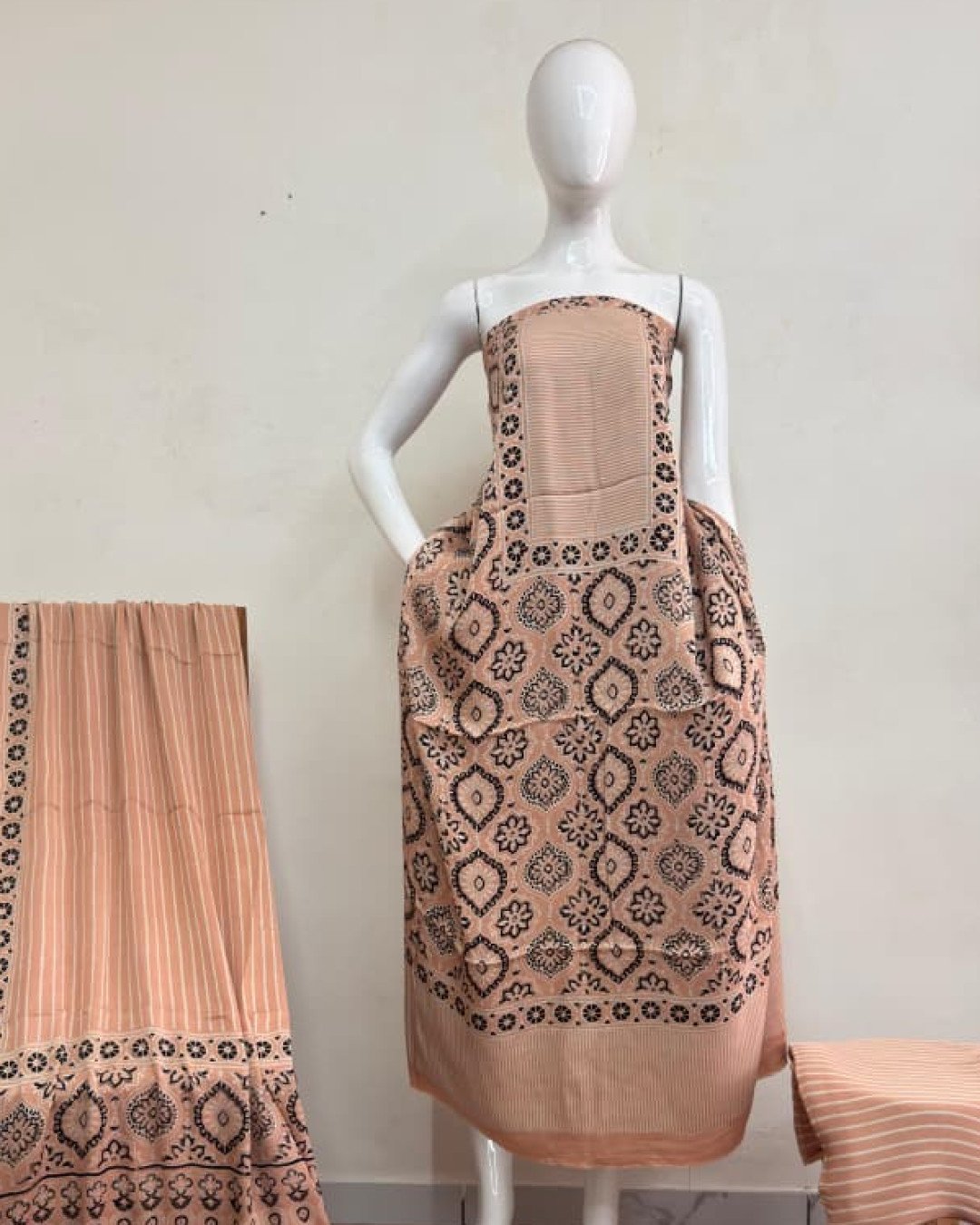 TAS Auto Crop Upper - Havi Modal Silk Ajrakh Neptol Dye Discharge Print Panel Suit 19