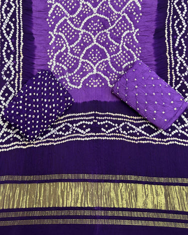 TAS Auto Crop Lower - Premium Multi-Color Bandhej Zari Pallu 3-Piece Suit 01